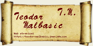 Teodor Malbašić vizit kartica